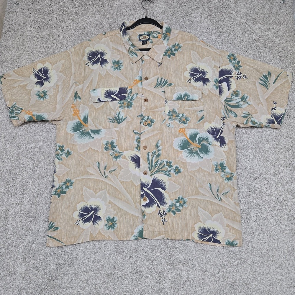 Tommy Bahama Hawaiian Shirt Mens 2XL Floral tropical hibiscus camp loop rayon